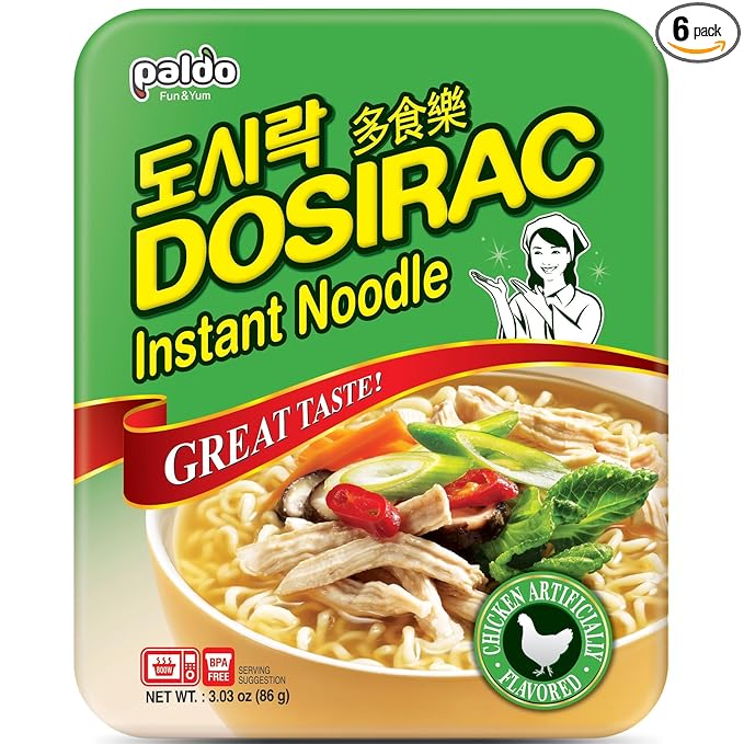 Paldo Fun &amp Yum dosirac instant noodle soup (artificial chicken flavor) - 3.03oz (Pack of 6)