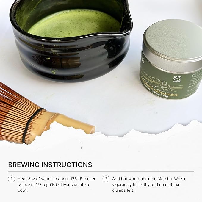 FKRO Organic Tea Master's Ceremonial Grade Japanese Matcha Green Tea Powder. 1st Harvest Single Origin Sugar-free. Flown in Fresh from Japan Every Month (30g/1.06oz) Tin