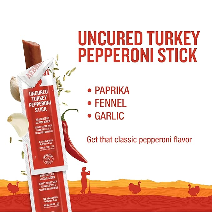 Vermont Smoke and Cure Mini Meat Sticks Uncured Pepperoni Turkey 96 Count 0.5 ounce (96 count)