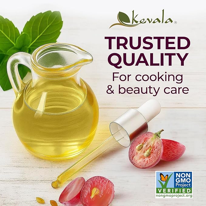Kevala Grapeseed Oil - Made with a Premium Selection of Grapes Great for Cooking and Baking Enhances Freshness of Vegetables in Salads Powerful Addition to Daily Skincare Bulk Size 17.5 lb