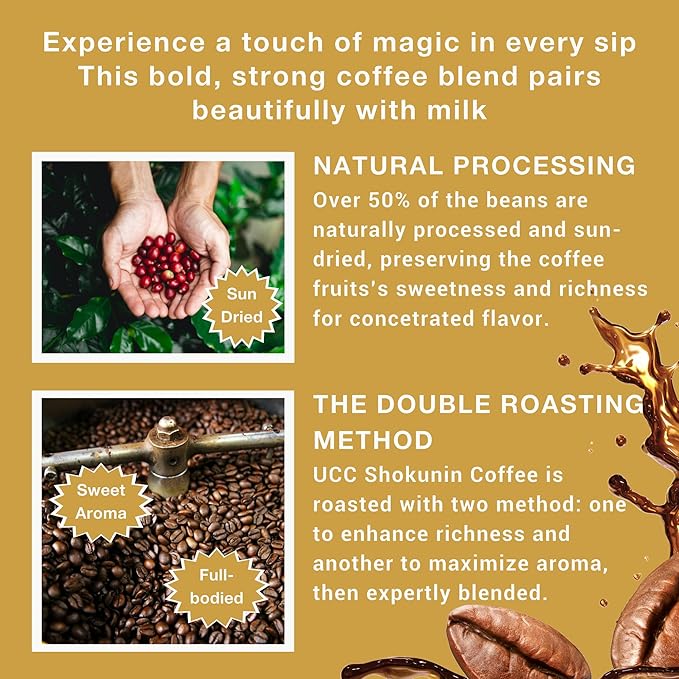 UCC Shokunin Coffee Classic Blend Single Serve Japanese Style Pour Over Coffee imported from Japan 108 Individual Bags 0.25 oz (7g) per bag Sun-Dried Beans Artisan Crafted Each Bag Makes 5oz Cup
