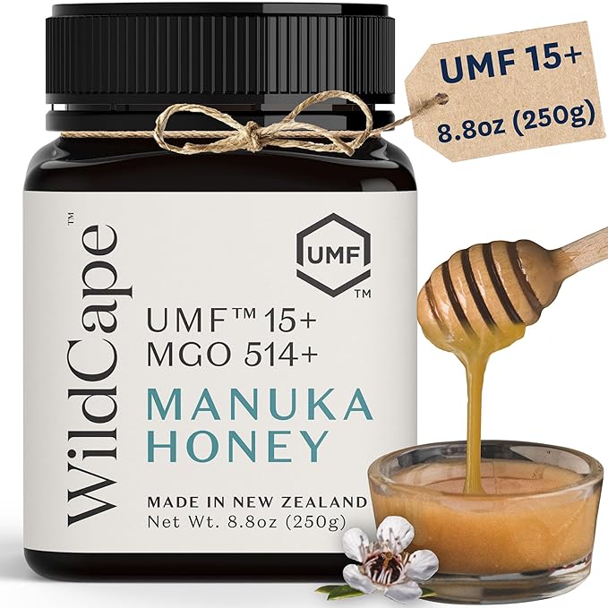 WildCape Manuka Honey Certified UMF 15+/MGO 514+ - 100% Pure Raw Unpasteurized Non-GMO Made in New Zealand - 8.8 oz (Pack of 1)