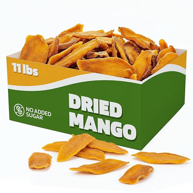 Fruitcraft Dried Mango No Sugar Added 11lbs | Pure Fresh Mango Chunks Flavor in Bulk | All-Natural Dried Mangoes for Snacking Baking and More | Premium Dry Fruit Mango Slices