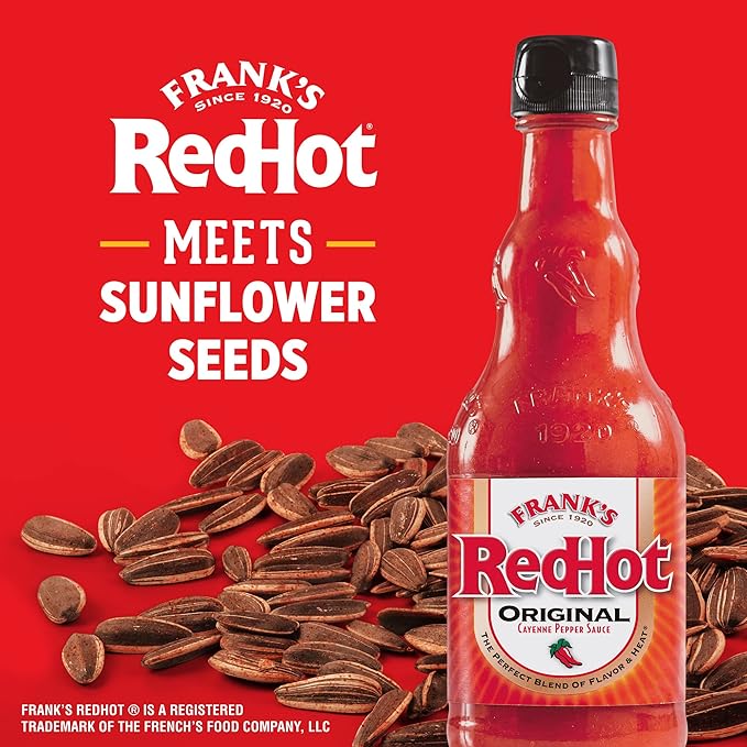 DAVID Jumbo Sunflower Seeds Frank's RedHot Flavor Easter Basket Stuffer for Baseball Players 5.25 oz. (Pack of 12)