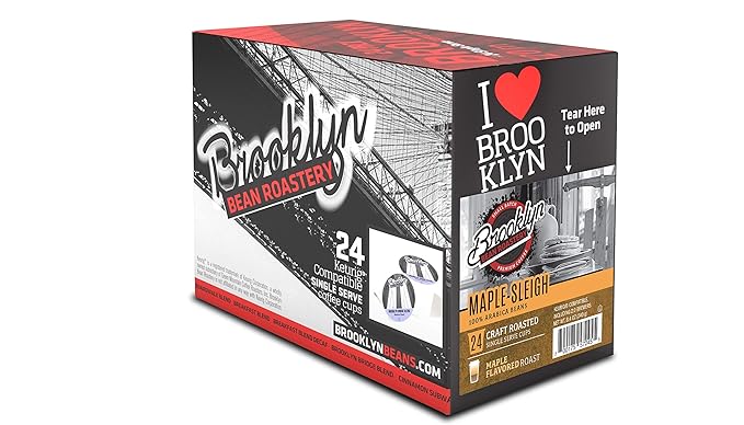 Brooklyn Beans Flavored Coffee Pods Compatible with K Cup Brewers Including 2.0 Maple Sleigh 24 Count