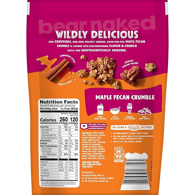 Bear Naked Granola Maple Pecan Non-GMO Project Verified and Kosher Dairy 4.5lb Case (6 Count)