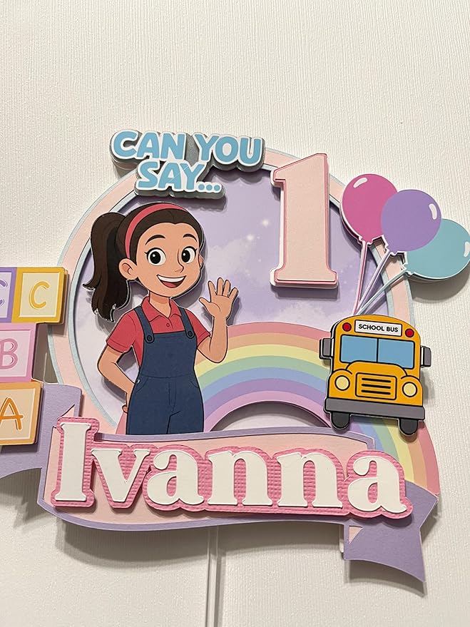Personalized Rainbow Kids Birthday Cake Topper ABC Blocks Learning Theme Custom Name &amp Age Handmade Party Decoration