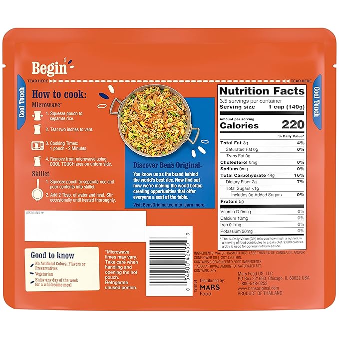 BEN'S ORIGINAL READY RICE Basmati Rice Family Size 17.3 OZ Pouch (Pack of 6)