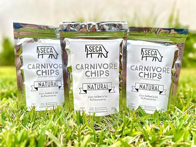 SECA - Carnivore Chips - Natural Grass fed Beef and Salt Carne Seca- Keto Carnivore Paleo