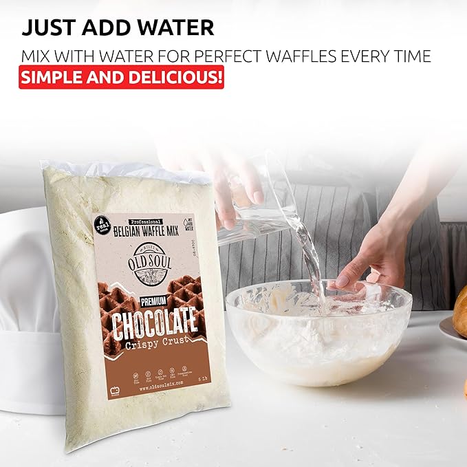 OldSoul Professional Belgian Waffle Mix | 30 Lbs | Crispy | Chocolate Flavour | 168 Waffles (30 Lbs Traditional)