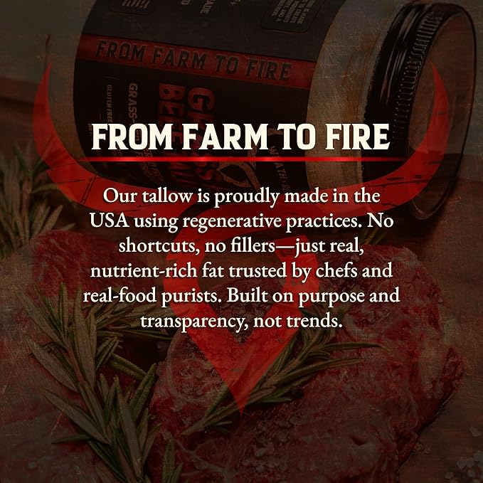 Beef Tallow for Cooking (14 oz) — US-Made 100% Grass-Fed and Finished Beef Fat Rich Flavor — Pure Beef Tallow for Deep Frying Searing Baking — Keto Paleo Carnivore Friendly- No Additives
