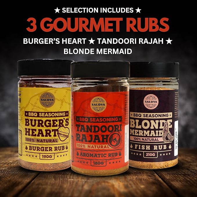 Gourmet Selection of Premium BBQ Seasonings - Holy Cow Angel’s Wings Smoky Pig Tandoori Rajah Burger's Heart &amp Blonde Mermaid BBQ Rubs | Pack of 6 | 100% Natural | Great Spices Gift For Foodie
