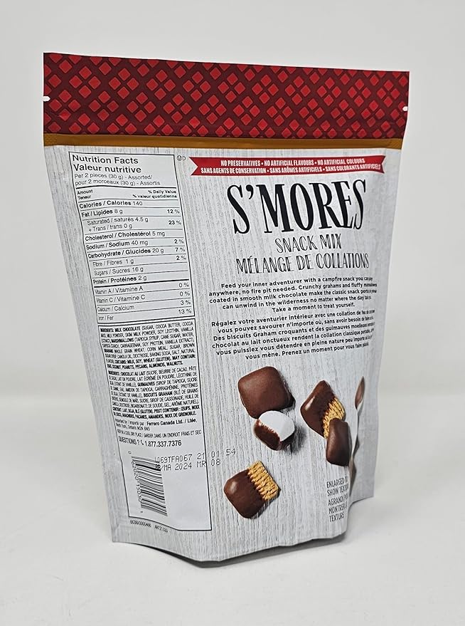 Fannie May S’mores Snack Mix Bag Crunchy Grahams and Fluffy Marshmallows Coated in Milk Chocolate - 510g
