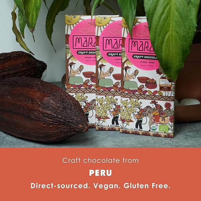 Maraná Chocolate Cusco 80% Dark Chocolate 3 Pack - Peruvian Chocolate - Premium Bean-to-Bar Direct Sourced Made at Origin Single Origin Woman Owned BIPOC Owned Organic Award Winning - Vegan S
