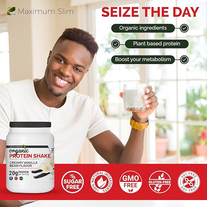 Maximum Slim Organic Protein Shake - Creamy Vanilla Bean Flavor