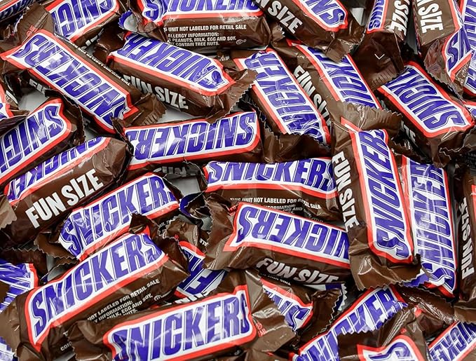 FUN SIZE Chocolate Candy Bars 2 lb – Anti Melt Pack Individually Wrapped (52 Pieces) Bulk Snack-Size Format Crunchy Peanuts &amp Smooth Caramel