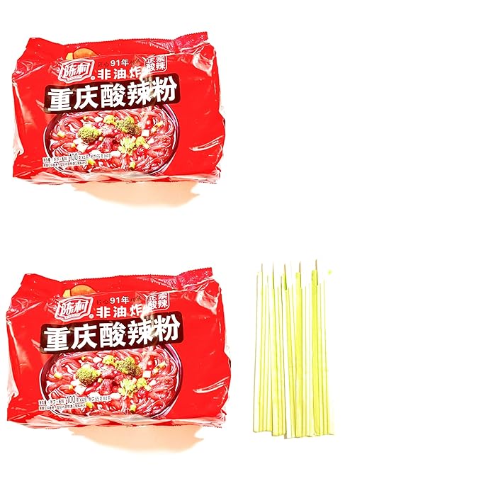 Chenchun Chongqing Sweet Potato Instant Noodles(Sour &amp Spicy Flavor)(100g X 4 Bags)-2 Pack And 5 Pairs Of Chopstick