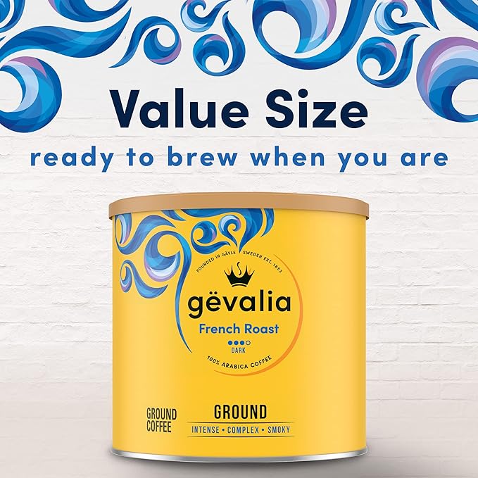 Gevalia French Roast Ground Coffee (27.6 oz Canister) (Pack of 2)