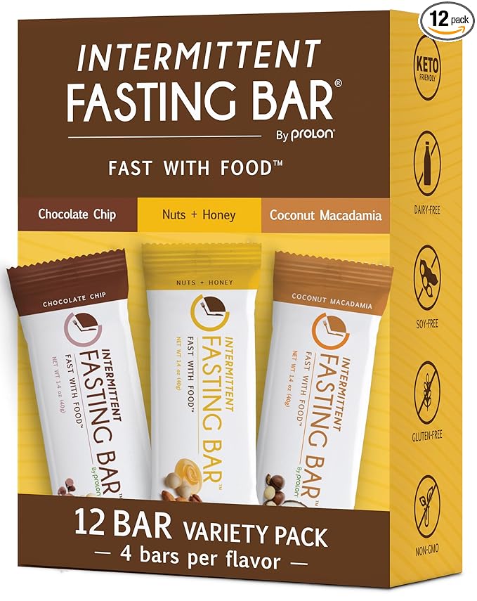 Prolon Fasting Bars | 5g Protein 7g Fiber | Keto-Friendly Gluten-Free Dairy-Free Plant-Based | Nutrition for Intermittent Fasting | Variety Pack | Nuts &amp Honey Chocolate Chip Coconut Macadam