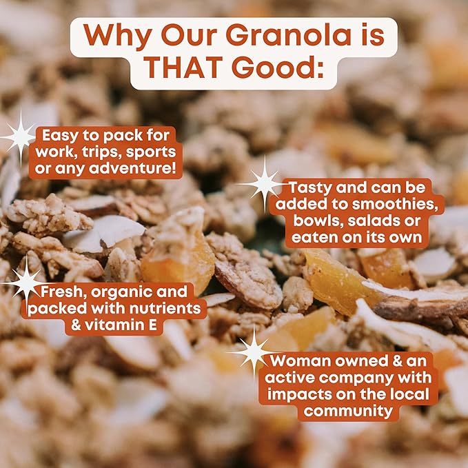 Apricot Coconut Almond Granola Clusters - 6 Pack of 4 oz Bags - Gluten Free Oats High Protein Low Sugar Vegan Dairy Free Soy Free Vitamin E Prebiotic For Optimum Gut Health Nutrient-Rich Sna