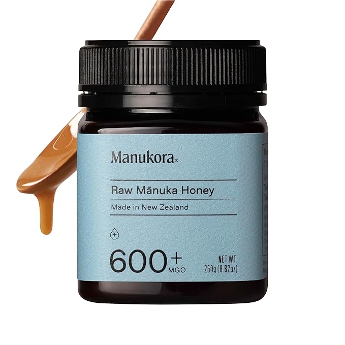 Manukora Raw Manuka Honey MGO 600+ from New Zealand Non-GMO Monofloral Traceable from Hive to Hand Daily Immune Support - 250g (8.8 Oz)