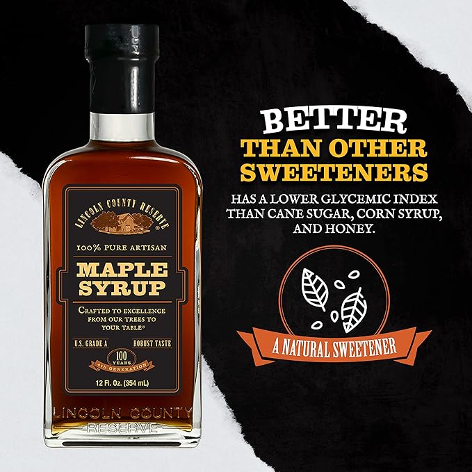 Lincoln County Reserve 100% Pure Maple Syrup with Robust Taste 100% Pure Artisan Maple Syrup Made in the USA12 oz Glass Bottle 3 Pack