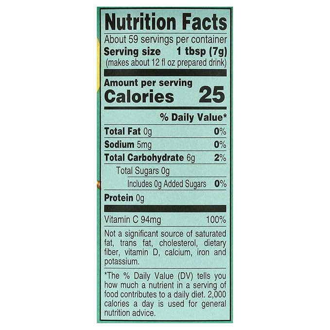 4C Zero Sugar Powdered Drink Mix Cannisters Green Tea 1 Pack 22 Quarts Family Sized Cannister Low Calorie Thirst Quenching Flavors