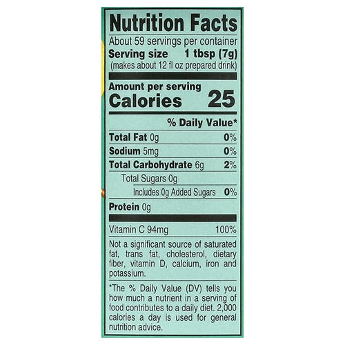 4C Zero Sugar Powdered Drink Mix Cannisters Green Tea 1 Pack 22 Quarts Family Sized Cannister Low Calorie Thirst Quenching Flavors