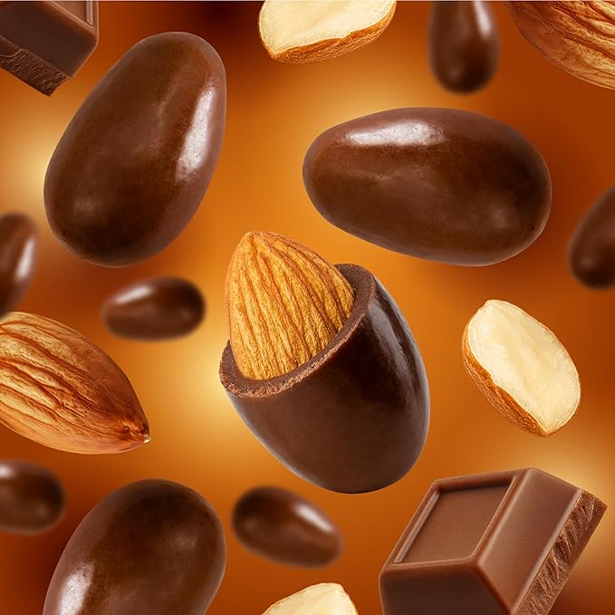 Milk Chocolate Almonds - 2 Pound Bulk Pack - Whole Dry Roasted Milk Chocolate Covered Almonds - Candy for Office Buffets Snacking &amp Gifting - Classic Snack Nuts