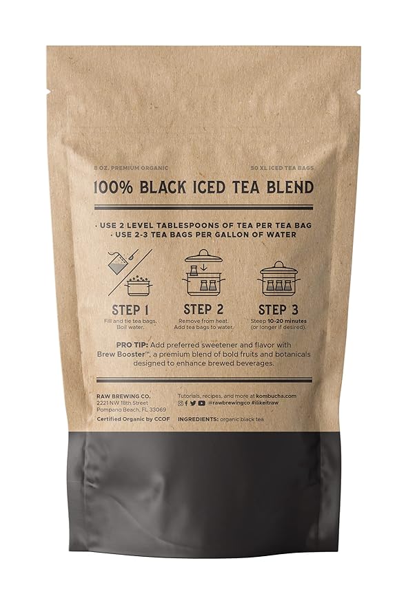 The Southern Standard | Organic Iced Tea Bags – 100% Black Tea Blend | No Microplastics | 50 XL Bags (½ lb Makes 25 Gallons)