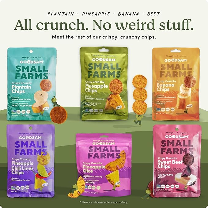 GoodSAM Small Farms Baked Sweet Plantain Chips Pack of 8 Simple Ingredient Fruit Chips