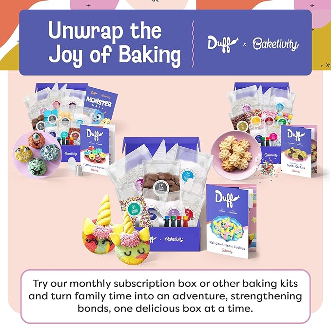 Baketivity x Duff Goldman Unicorn Cookies - Kids Baking Kit - Cooking Kits with Premeasured Ingredients Decorating Supplies STEM Activities - Kids Baking Sets for Girls Boys Ages 6-12