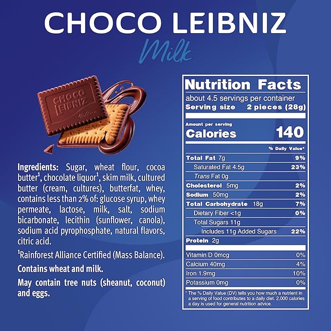 Bahlsen Choco Leibniz Milk Cookies (12 boxes) - Leibniz Butter Biscuits topped with a thick layer of European Chocolate - 4.4 oz boxes