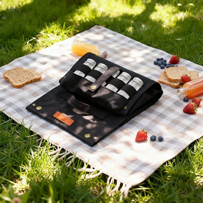 Foldable Spice Kit For Bbq 10 Jars And Portable Bag 4.7 X 2.8 X 9.1 In Travel Friendly For Camping
