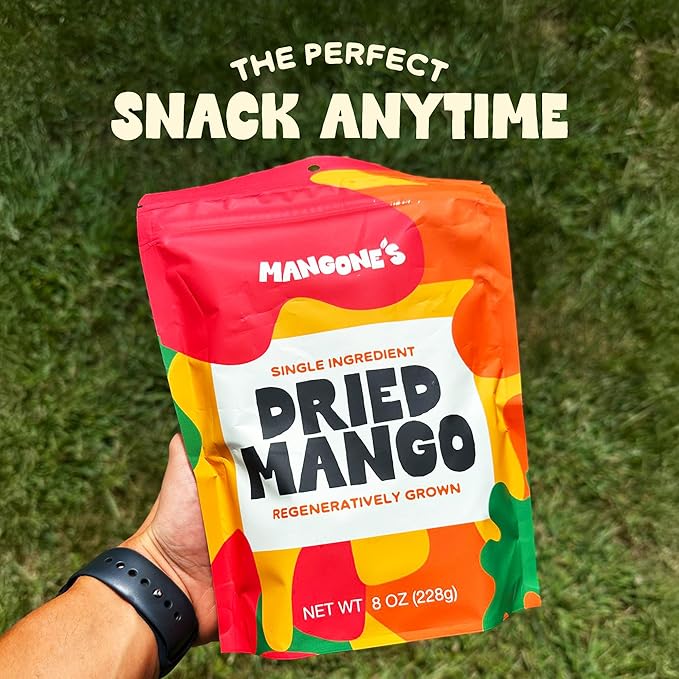 Mangone’s Organic Dried Mango 10 Packs (8 oz each) | Mango Dried Fruit Unsweetened | Single-Ingredient Dehydrated Fruit Slices | 100% Natural Dried Fruit Snacks | Soft Chewy Tropical Snack