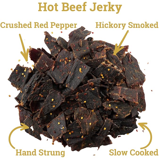 Lone Star Hot Flavored Beef Jerky - 1 Pound Resealable Bag - Hickory Smoked Handcrafted Flavor - High Protein Healthy Meat Snack