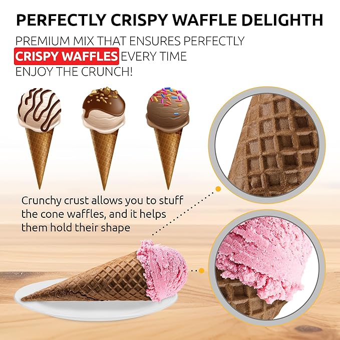 OLDSOUL Professional Cone Waffle Mix | GLUTEN FREE &amp VEGAN | 30 Lbs | Chocolate Flavor | Batter Mix | 672 Cone Waffles (30 Lbs Gluten Free &amp Vegan)