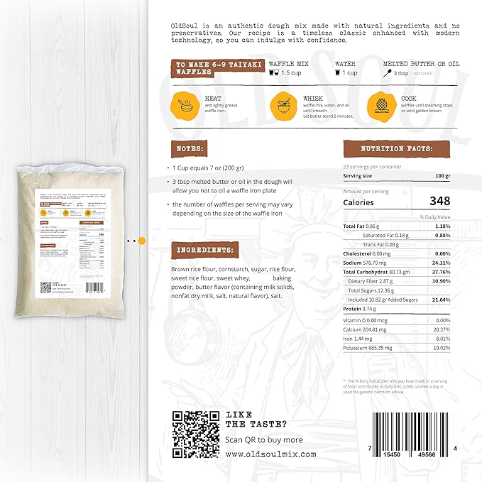 OldSoul Professional Taiyaki Waffle Mix | Crispy | Original Flavor | Dough Mix | GLUTEN FREE &amp VEGAN | 10 Lbs | 168 Waffles (10 Lbs Gluten Free &amp Vegan)