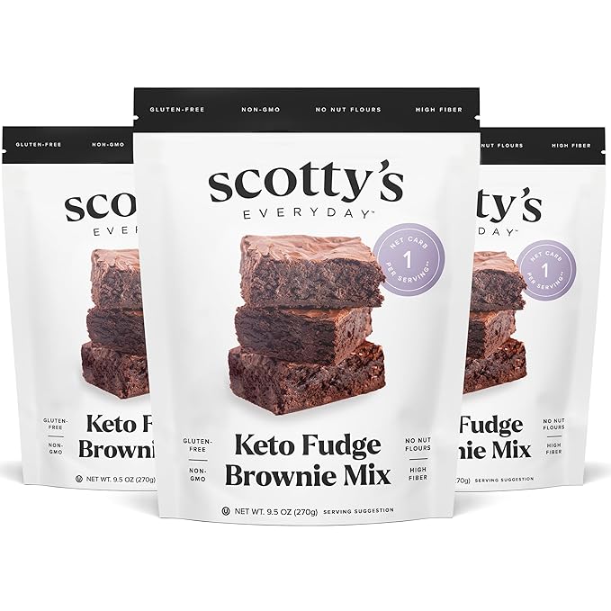 Keto Fudge Brownie Mix 9.5oz 3-Pack and Allulose &amp Monk Fruit Zero Calorie Sugar Replacement 4lb Bundle