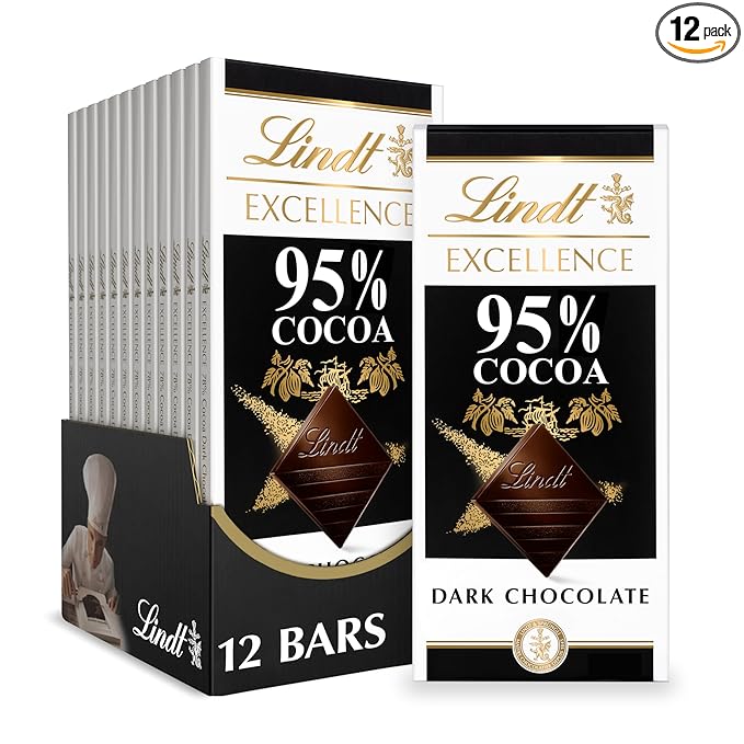 Lindt EXCELLENCE 95% Cocoa Dark Chocolate Bar Dark Chocolate Candy 2.8 oz. (12 Pack)