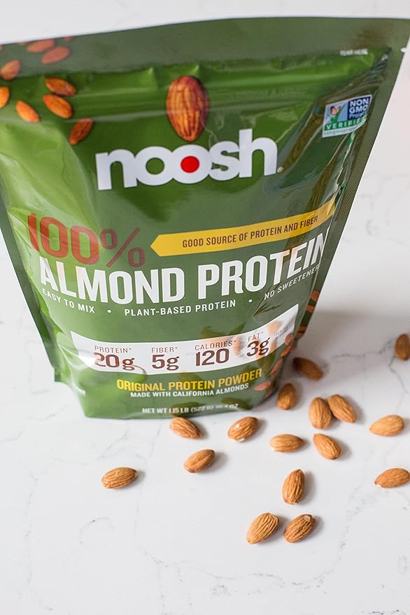NOOSH Plant Based Almond Protein Powder Unflavored 35 Gram - Vegan All Natural Ingredients Non-GMO Gluten Free Kosher Peanut Free Soy Free Dairy Free (Unflavored)