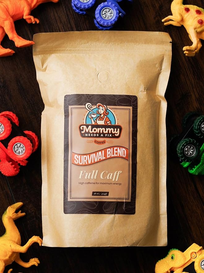 Mommy Needs A Fix Full Caff Whole Bean Coffee | 100% All Natural Arabica Beans | Medium Roast | Pregnancy &amp Breastfeeding Friendly | Roasted in the USA | 1 lb