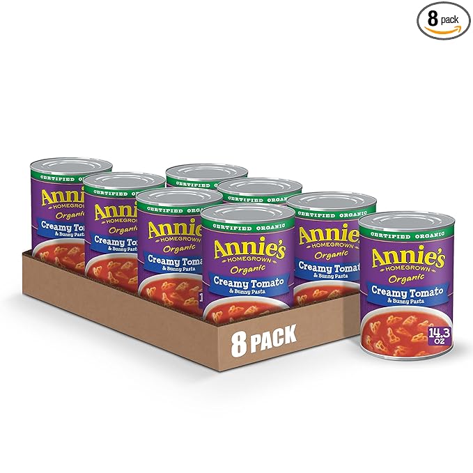 Annie’s Creamy Tomato and Bunny Pasta Canned Soup Ready To Serve 14.3 oz (Pack of 8)