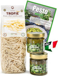Gusta Trofie al Pesto Pasta Meal Kit - Made in Italy - Gourmet Italian Food Lovers - Italian Gift Basket Gourmet Pasta - Authentic Italian Recipe - Makes 5 Meals with Recipe Booklet