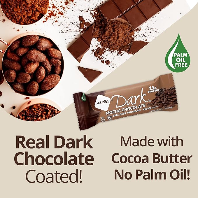 NuGo Dark Chocolate Almond with Sea Salt 12g Protein Bar Vegan Gluten Free Non-GMO Kosher Pareve 24 Count