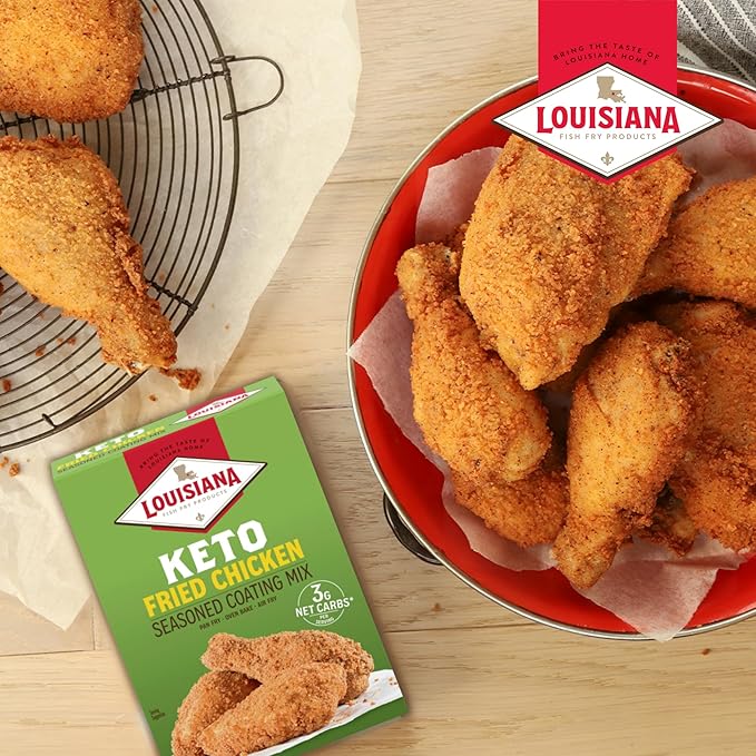 Louisiana Fish Fry Products Classic Fried Chicken Keto Seasoned Coating Mix – 5 oz Pack of 6 – Bake Deep Fry &amp For Use in Air Fryer – Delicious &amp Crunchy Texture