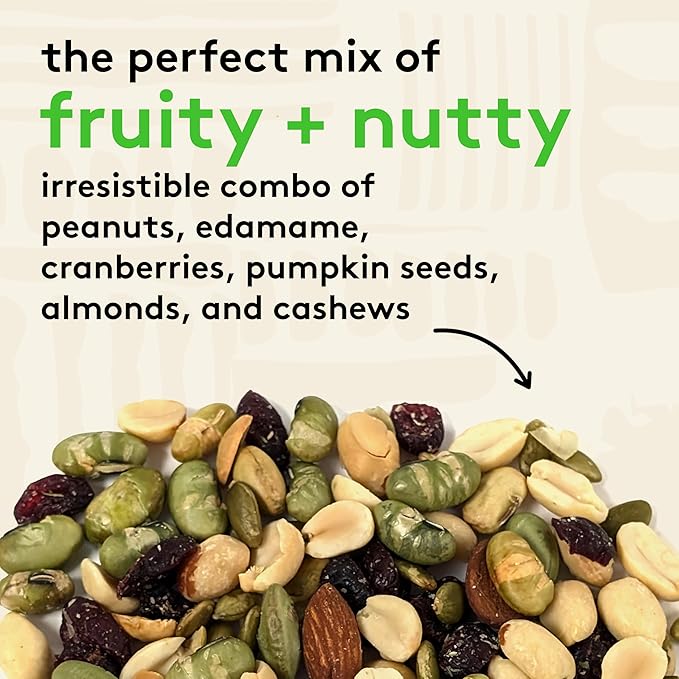 Snak Club Protein Power Snack Mix with Peanuts Roasted Edamame Dried Cranberries Pumpkin Seeds Almonds and Cashews Gluten-Free and Kosher Trail Mix Snacks 4.2 oz Resealable Bags 6 Pack
