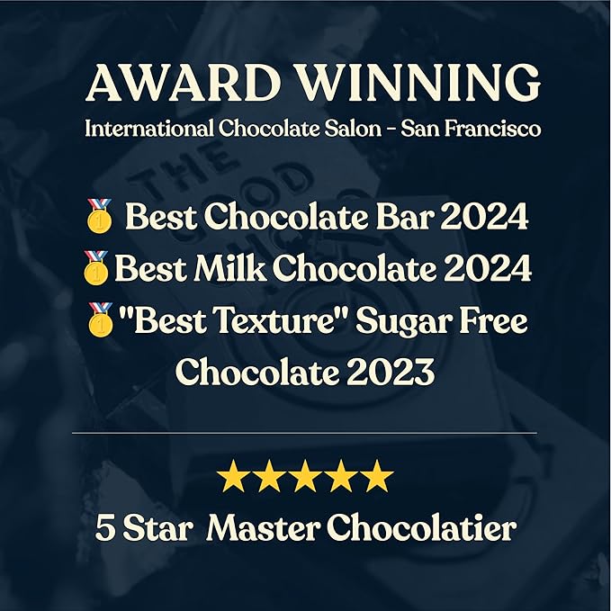 THE GOOD CHOCOLATE – Dark Chocolate Bars with Zero Sugar &amp Lower Net Carbs – Keto Chocolate Bar with Lower Calories All Natural and Non-GMO Keto Snacks 2.5 oz (2 Bars Starter Pack)