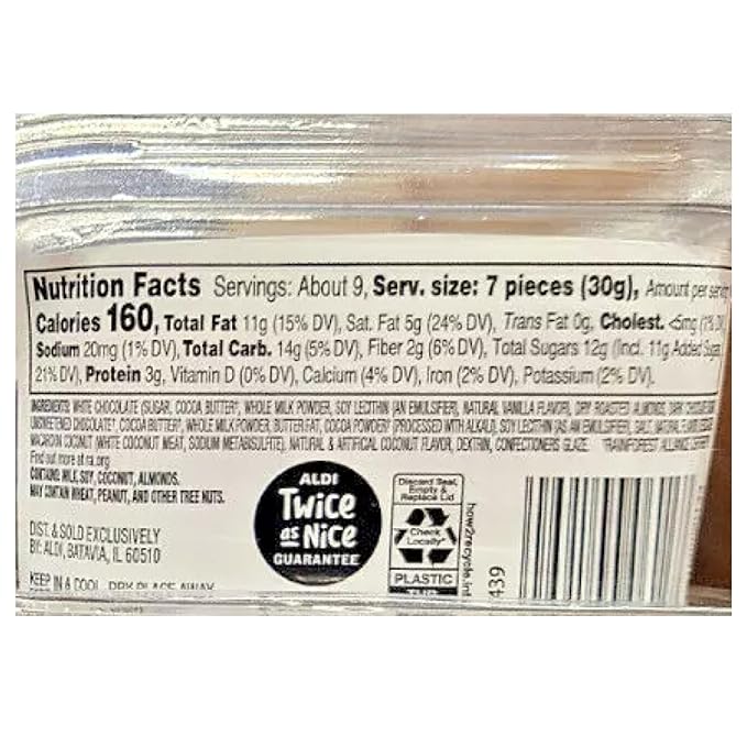 2 PACKS of L'CHOCEUR DARK CHOCOLATE-COVERED COCONUT ALMONDS 10 oz. KOSHER DELIGHT! RAINFROREST ALLIANCE CERTIFIED DARK CHOCOLATE