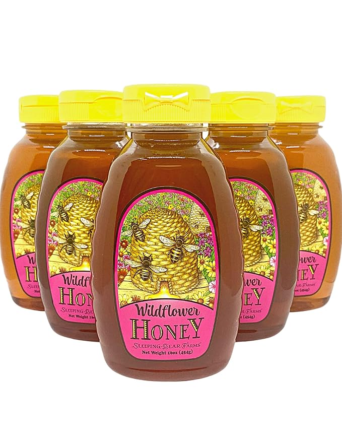 Wildflower Honey 16 oz. Bottle - Case of 12 Bulk Wholesale Honey Unpasteurized Unblended No Additives 100% Pure Honey
